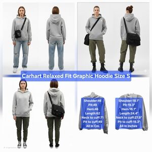 Carhartt Relaxed Fit Graphic Hoodie Gray Heather Size S Relaxed-Fit